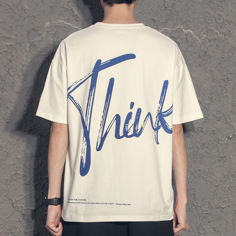 All-match Casual Men's White Loose T-shirt