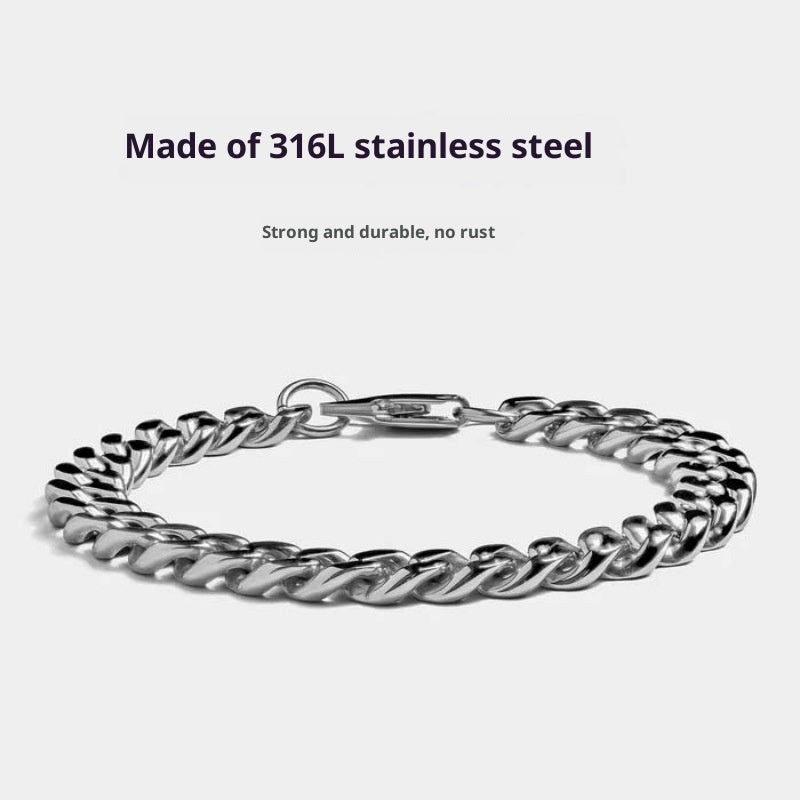 Stainless Steel Cuban Link Chain Bracelet For Men