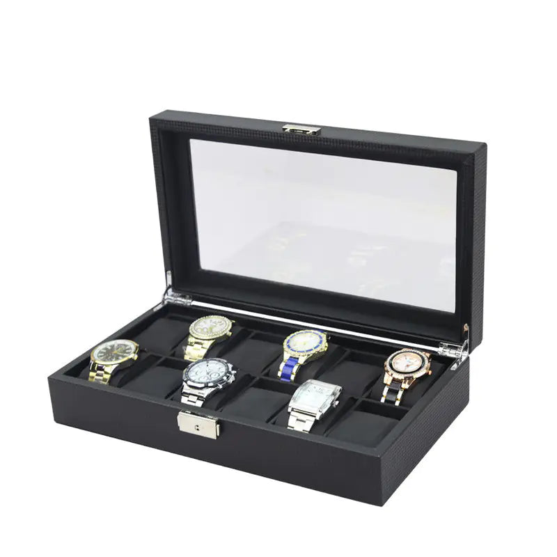 Luxury Carbon Fiber 12-Slot Watch Organizer