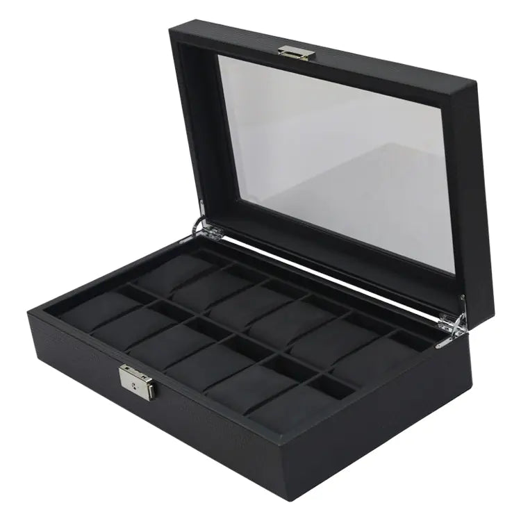 Luxury Carbon Fiber 12-Slot Watch Organizer