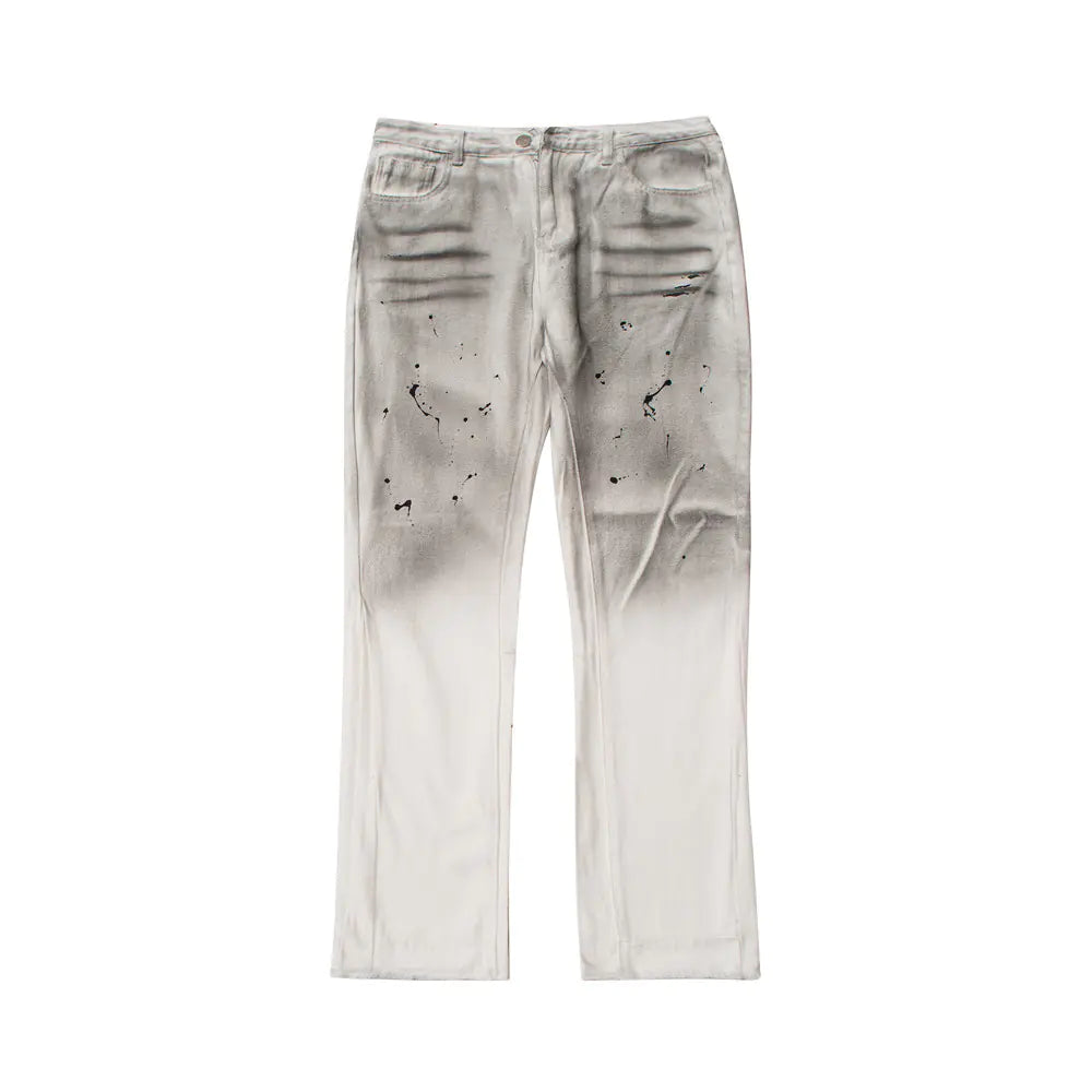 Men's Distressed Ink-Splash Jeans