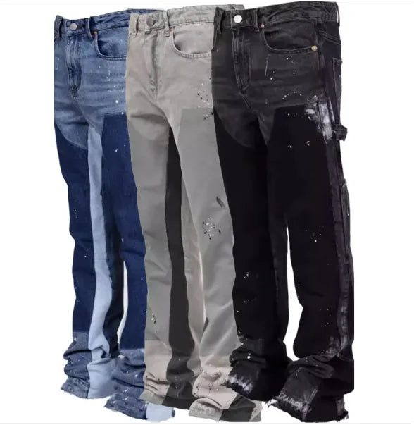 Men's Bell-Bottom Patch Jeans