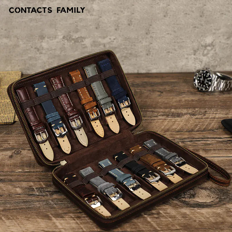 Crazy Horse Leather Watch Band Organizer Box (12)