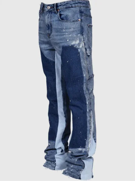 Men's Bell-Bottom Patch Jeans