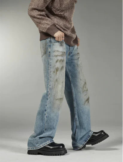 Vintage Mud-Dyed Straight Jeans