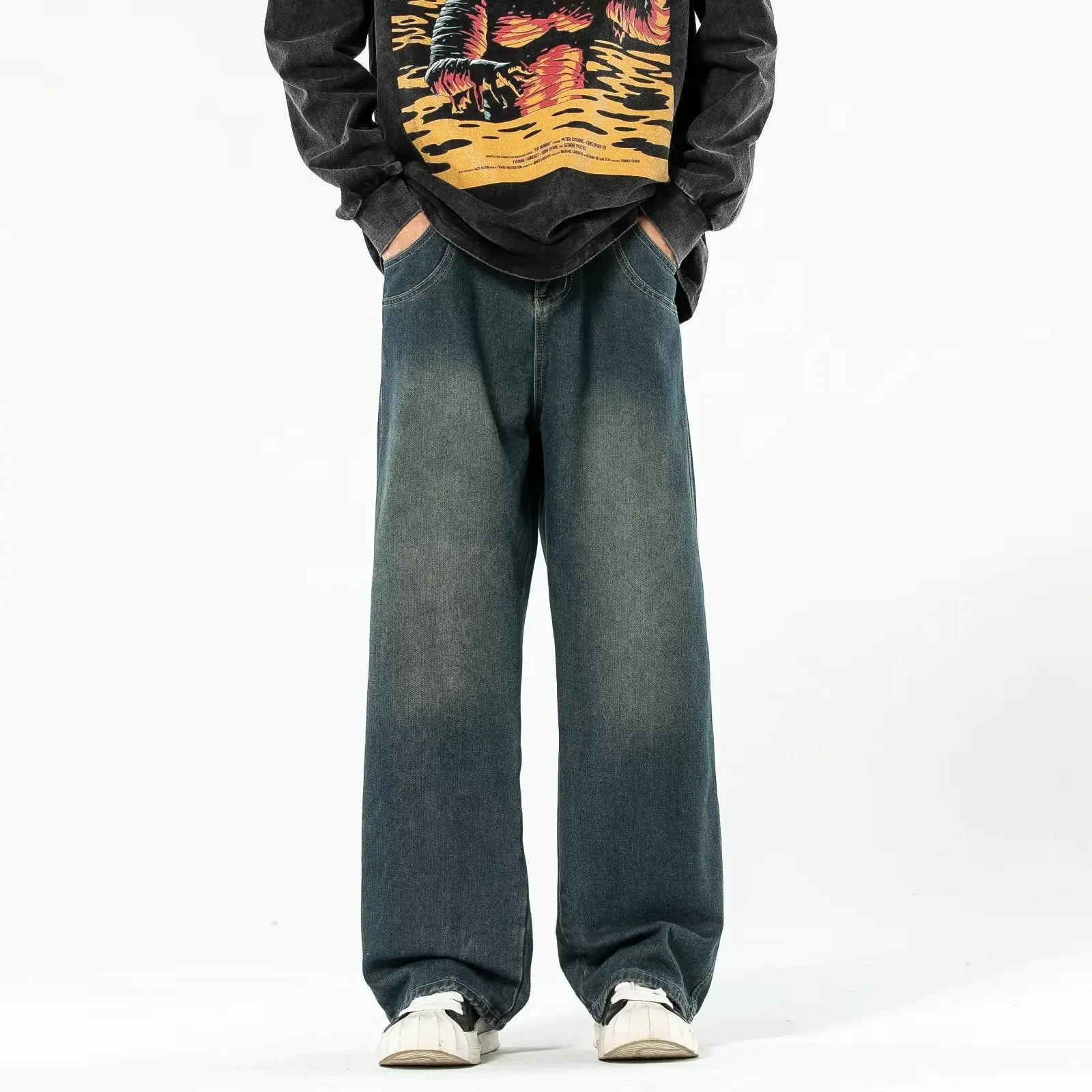 Retro Blue Relaxed Men's Jeans