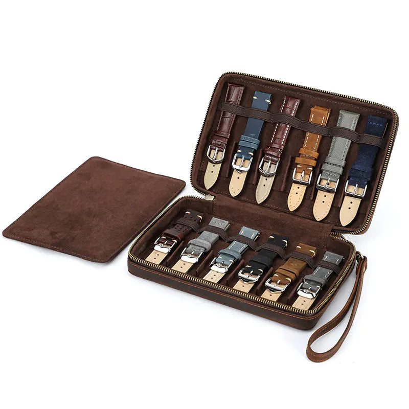 Crazy Horse Leather Watch Band Organizer Box (12)