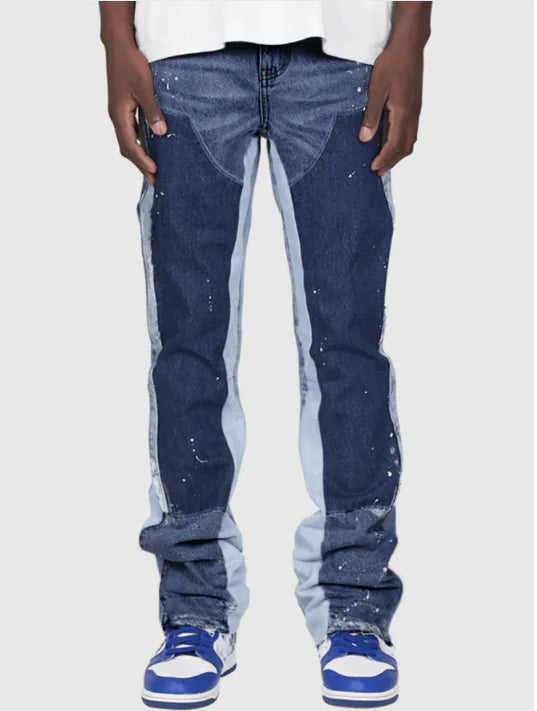 Men's Bell-Bottom Patch Jeans